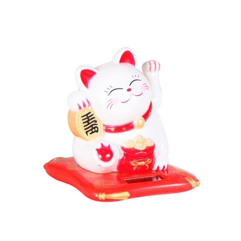 Gato De La Suerte Mueve La Mano Con Batería Solar-2
