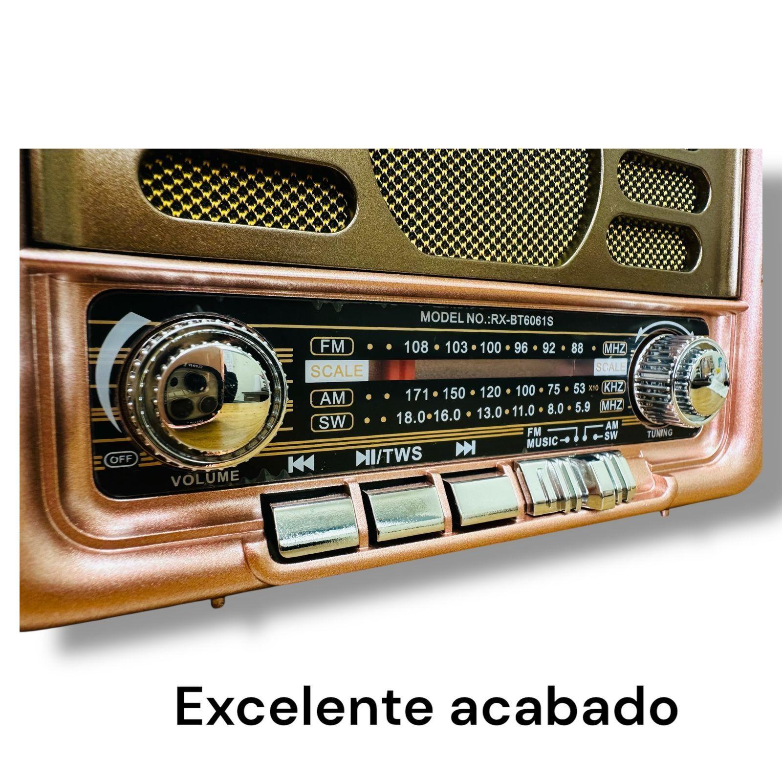Radio Solar Vintage 3 Bandas Am Fm Sw Bluetooth Sd Usb-5
