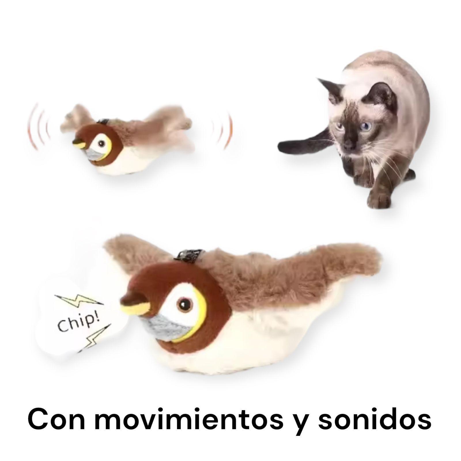 Juguete Interactivo Pajaro Volador Movimiento Sonido Gato-1