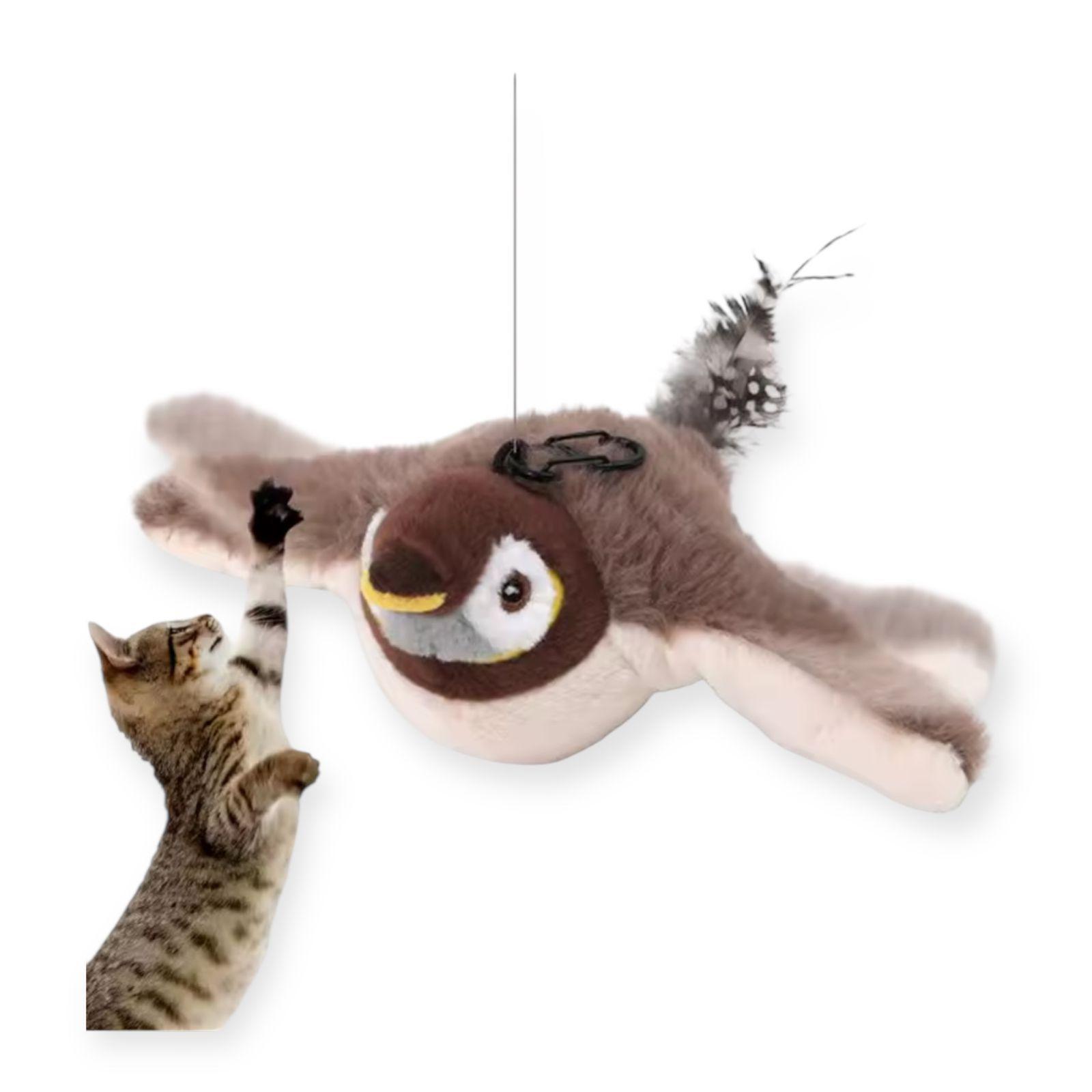 Juguete Interactivo Pajaro Volador Movimiento Sonido Gato-2