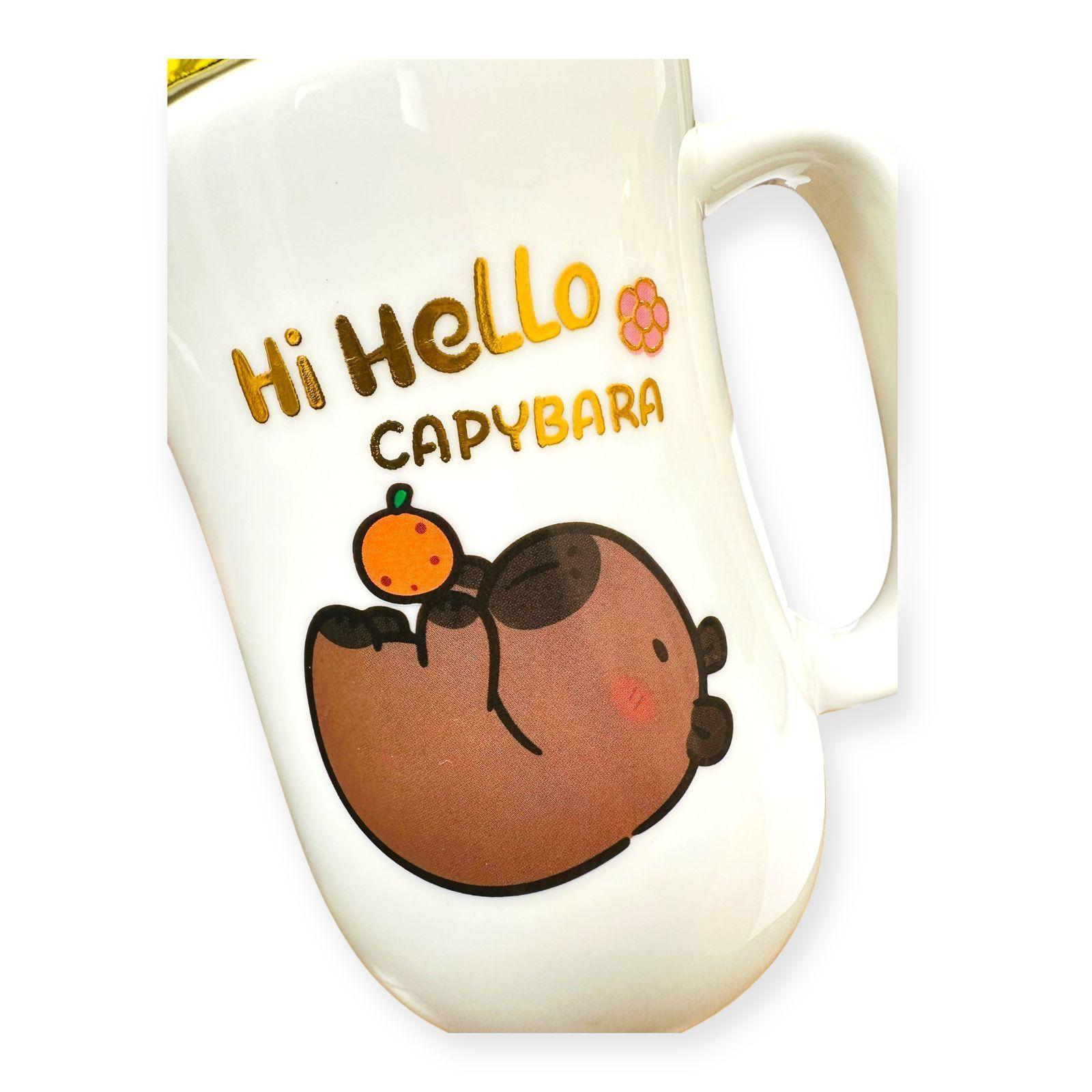 Tazon Capibara Taza Mug con Tapa Espejo 350ml-3