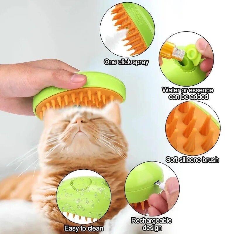 Cepillo Automatico Gato Vapor 3 En 1 Masajeador Usb Mascotas-5