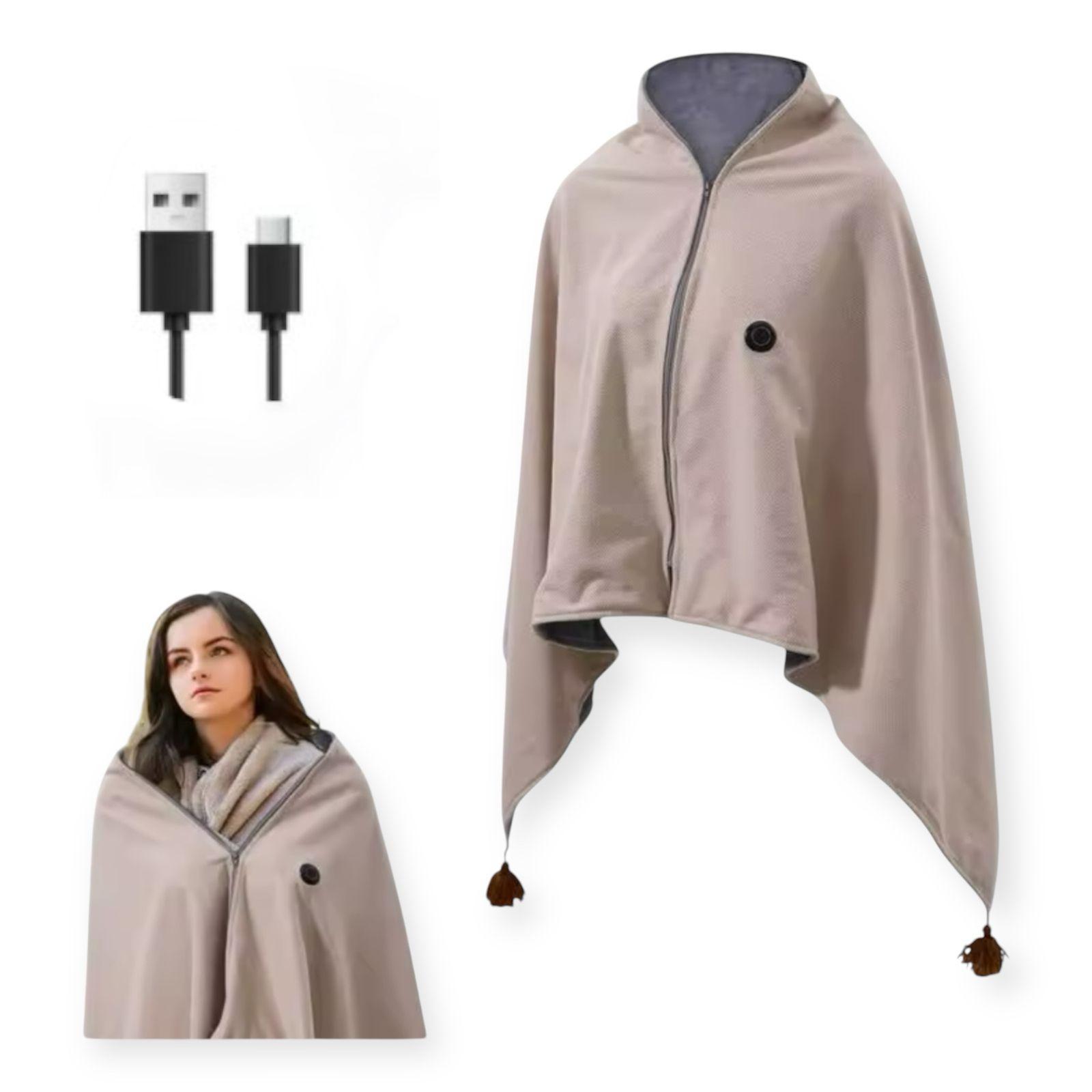 Manta Poncho Termico Manta Calefactora Usb Calienta Cuerpo-4