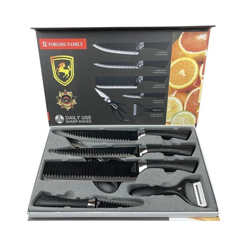 Set de Cuchillos Cocina 6 Piezas Acero Inox  Tijera  Pelador-2