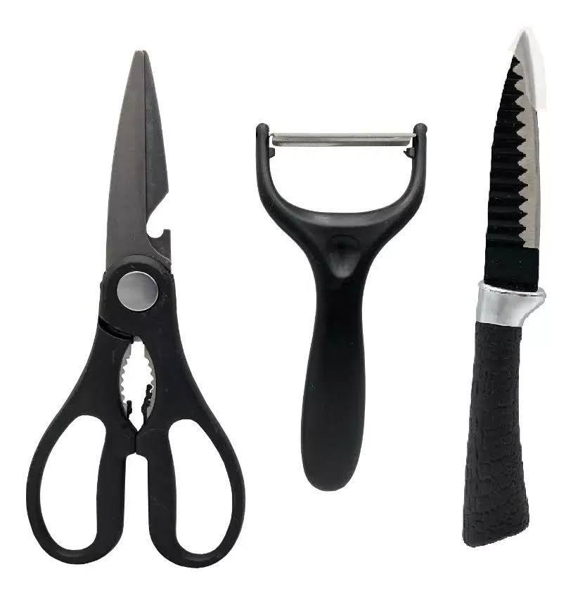Set de Cuchillos Cocina 6 Piezas Acero Inox  Tijera  Pelador-3