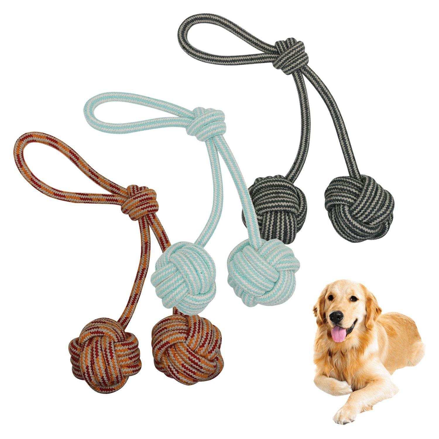Juguete Para Perros Pelota Doble Cuerda Trenzada-2