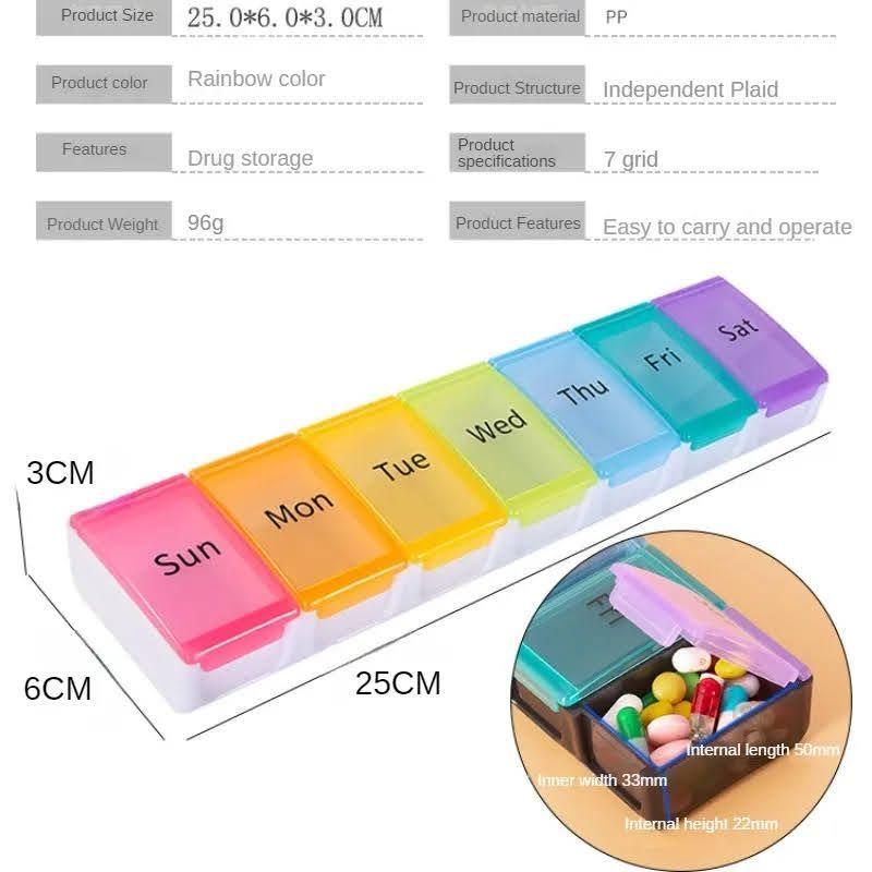 Pastillero Semanal Organizador De Pastillas 7 Dias Grande-4