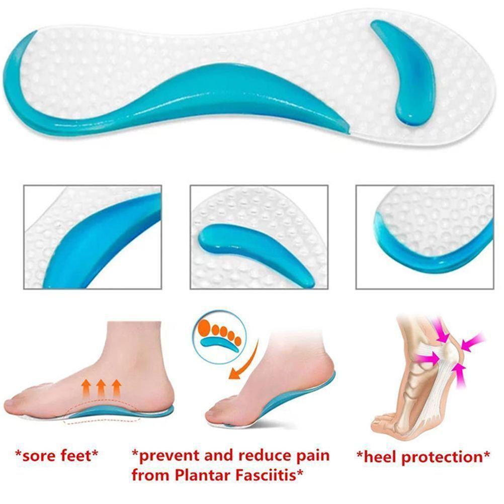 Par Plantillas Gel Silicona Con Soporte Cojín Talón De Arco-5