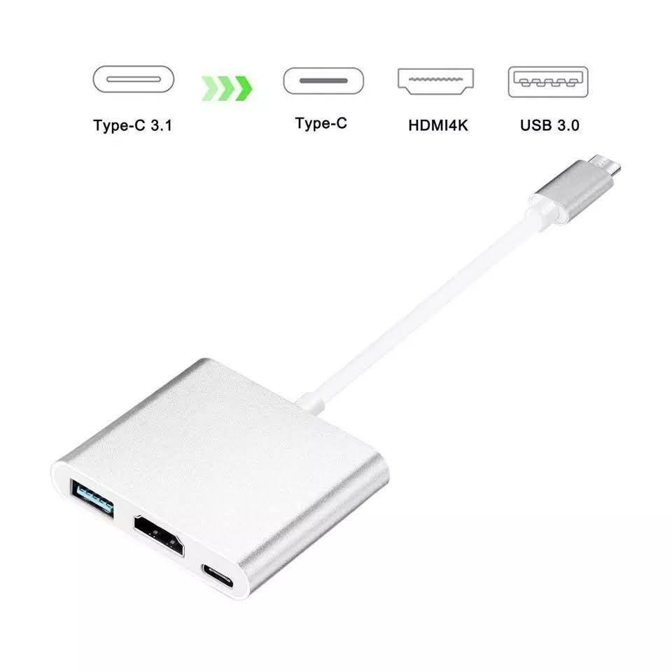 Adaptador Hub 3 En 1 Usb Tipo C A Usb-c Hdmi Usb3.0 Para Mac-2