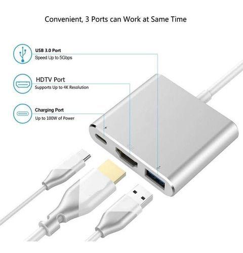 Adaptador Hub 3 En 1 Usb Tipo C A Usb-c Hdmi Usb3.0 Para Mac-3