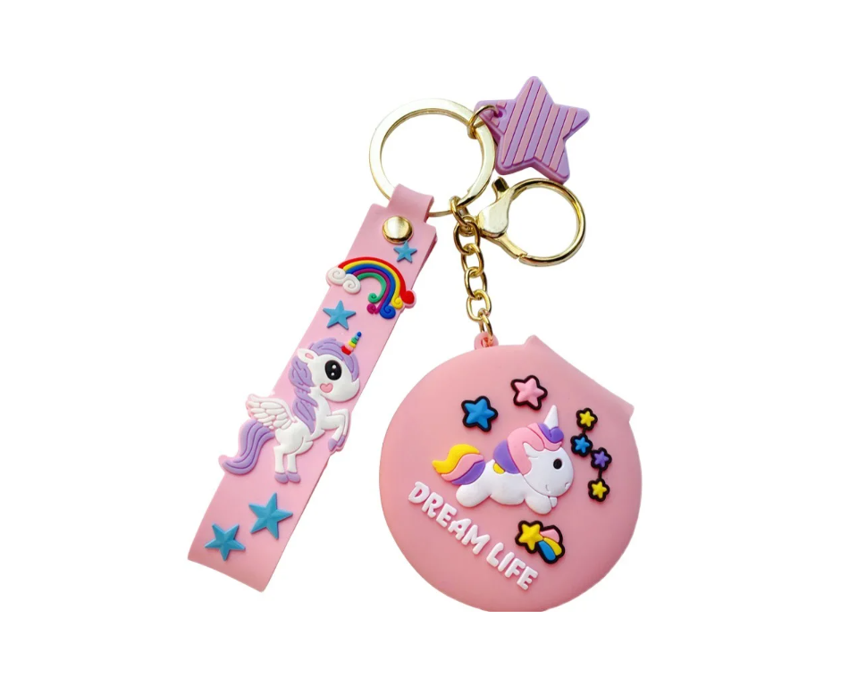 Llavero Con Espejo Plegable Diseño Kawaii Portatil -0