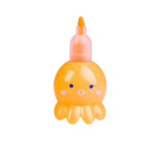 Pack x5 Destacador Mini Pulpo Kawaii Fluor Lápiz Destacador-0