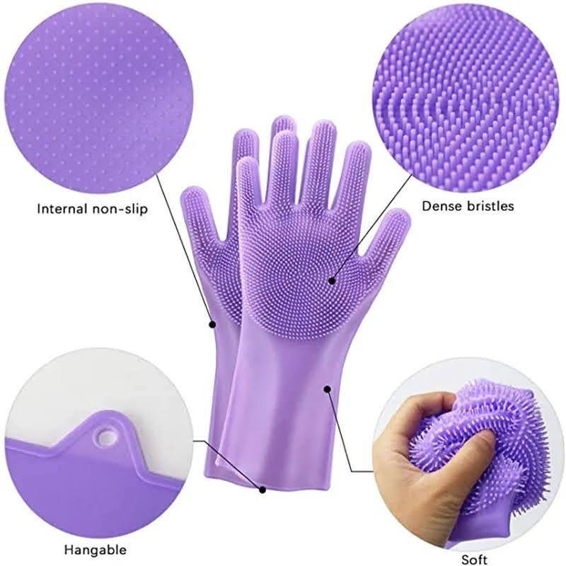 2 Guantes Magicos De Silicona Lavaloza Multiuso Limpieza-4