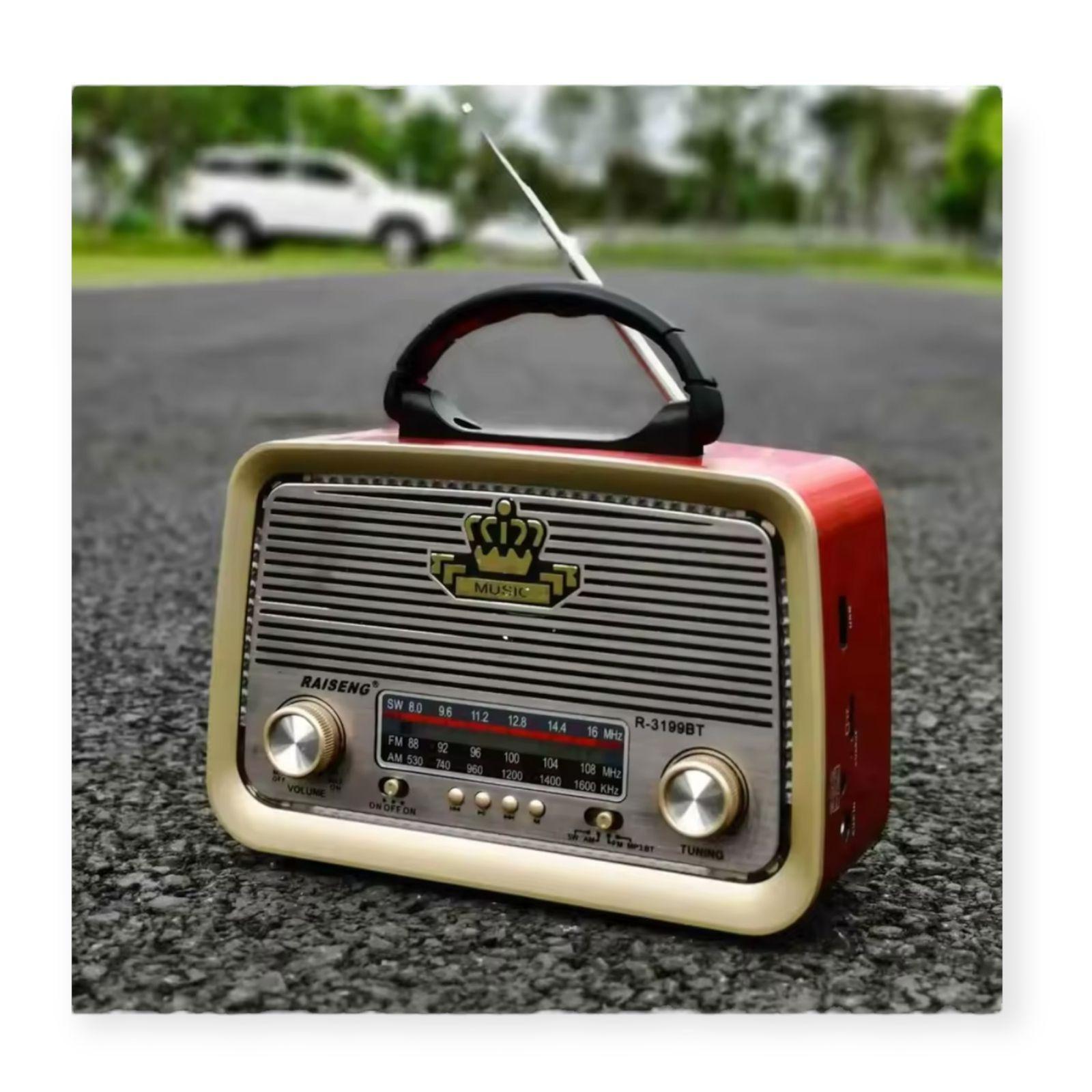Radio Portatil Vintage Am/fm Mp3 Recargable 3 Bandas Usb Marrón-6