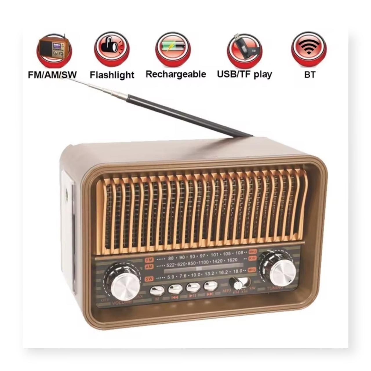 Radio Bluetooth Mp3 Sd Usb Am Fm Vintage Portatil Recargable -3
