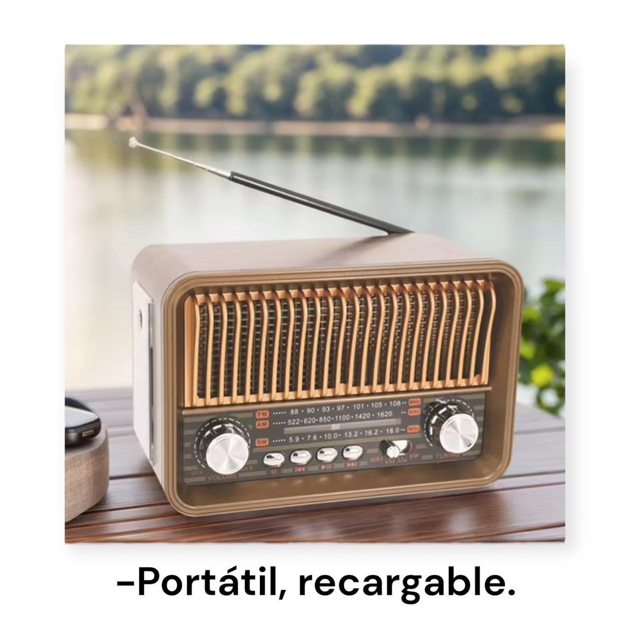 Radio Bluetooth Mp3 Sd Usb Am Fm Vintage Portatil Recargable -7