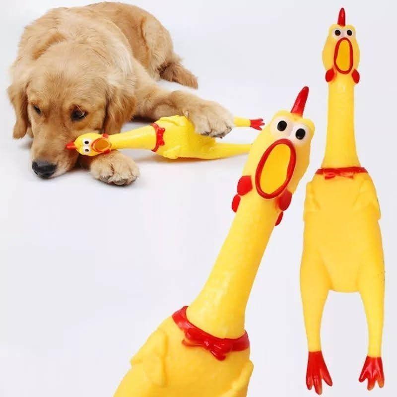 Pollo Juguete De Goma Con Sonido 39cm Para Perros Y Gatos-4