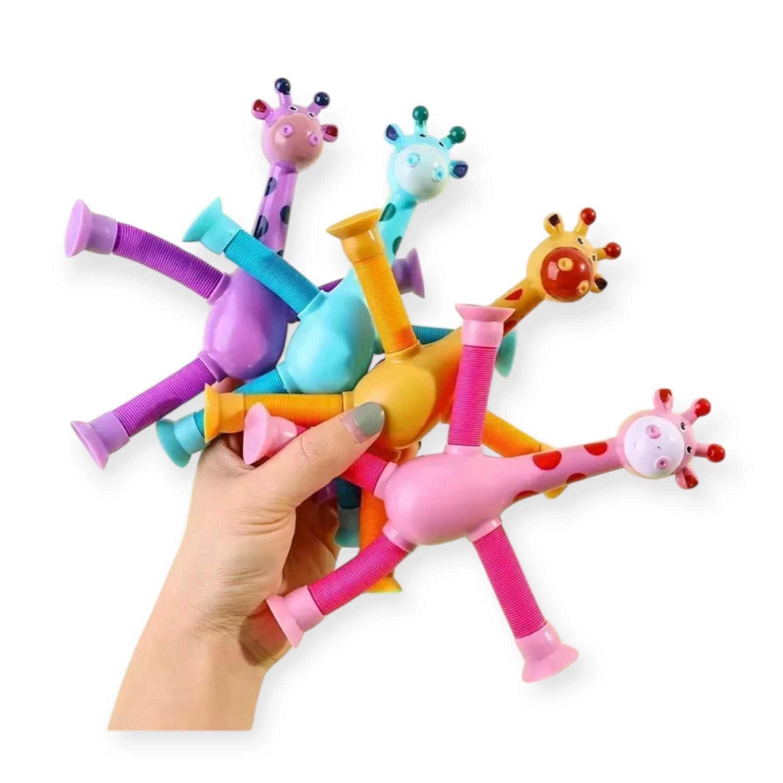 Juego de 4 Jirafas Pop it Tube Divertido Sensorial Estirar-0