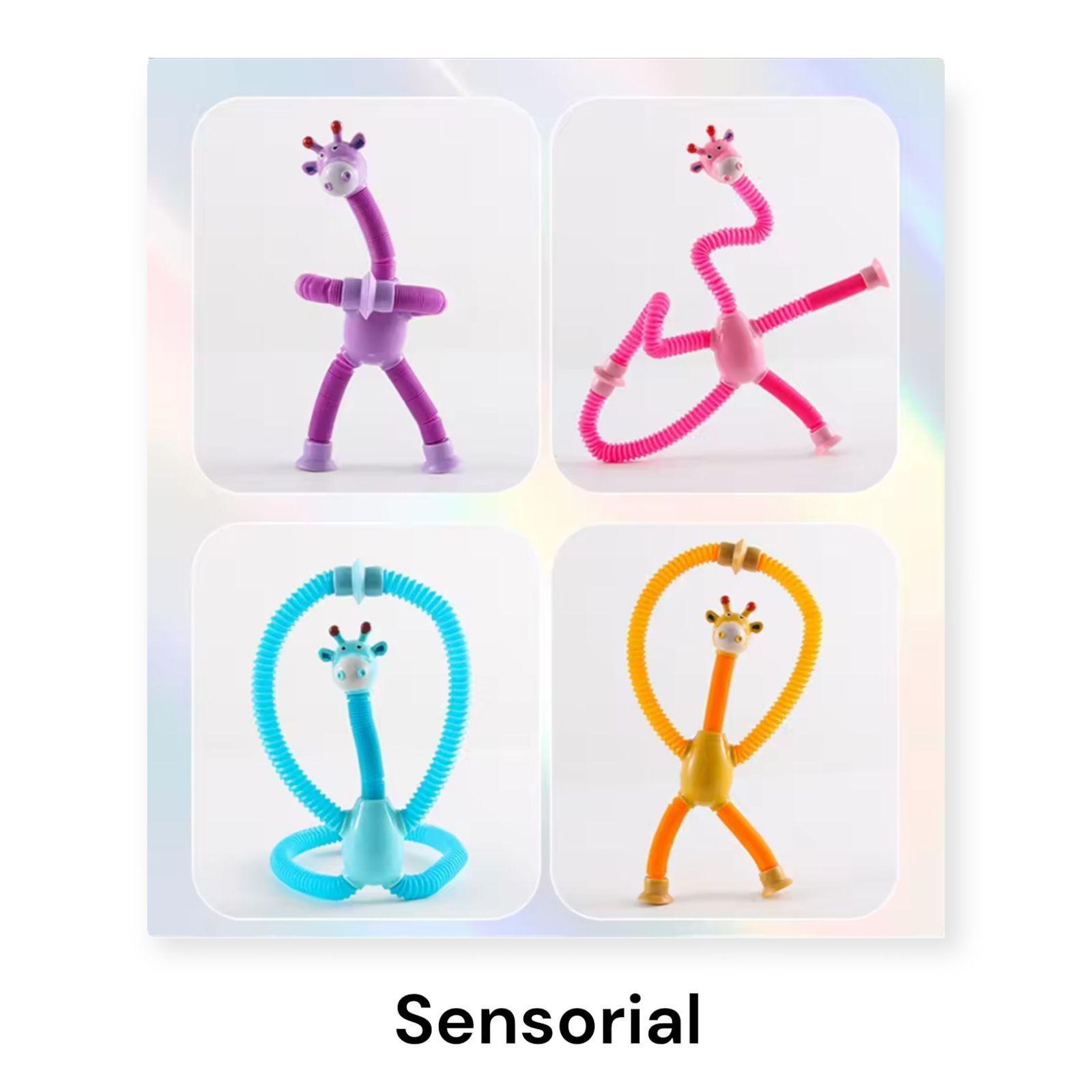 Juego de 4 Jirafas Pop it Tube Divertido Sensorial Estirar-3