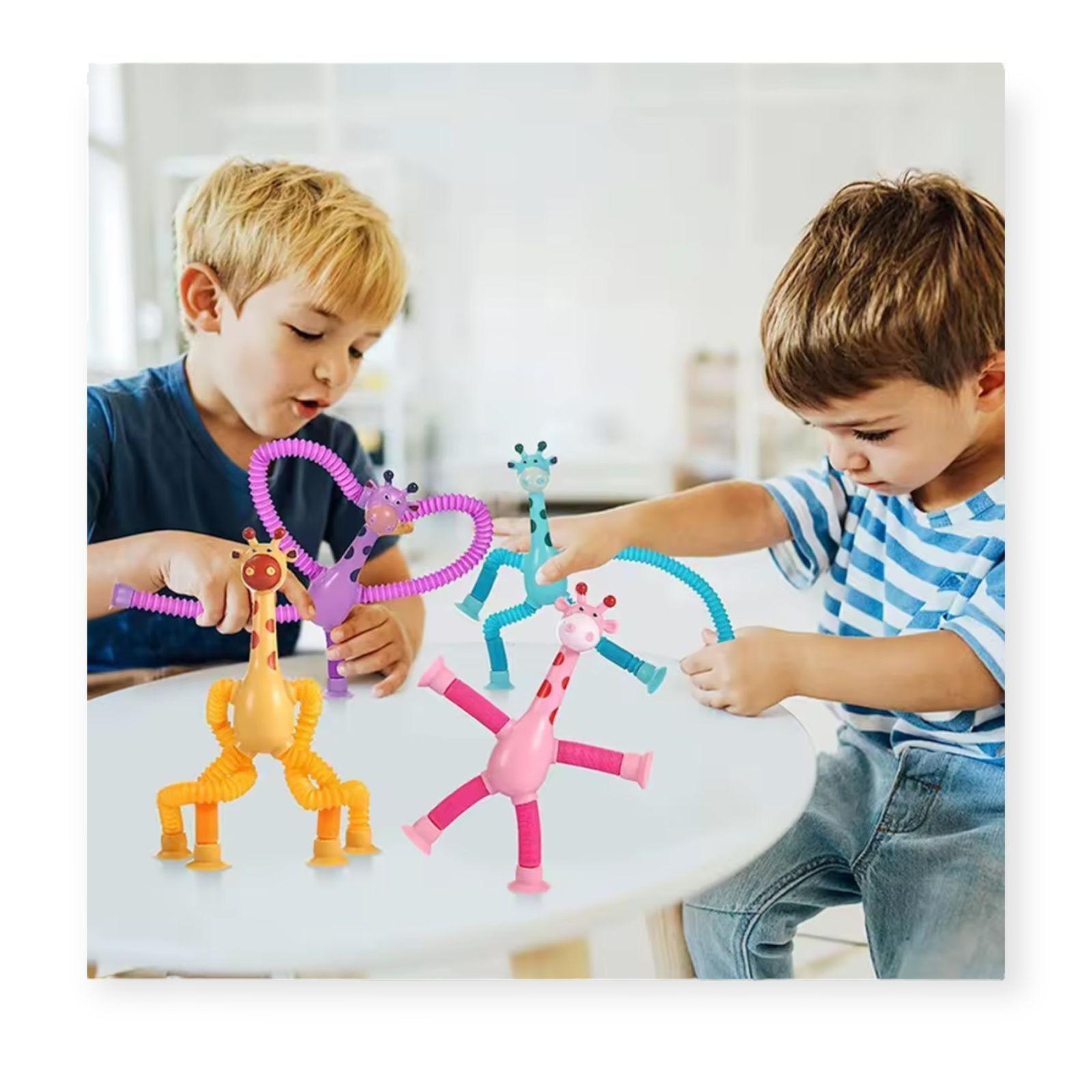 Juego de 4 Jirafas Pop it Tube Divertido Sensorial Estirar-5