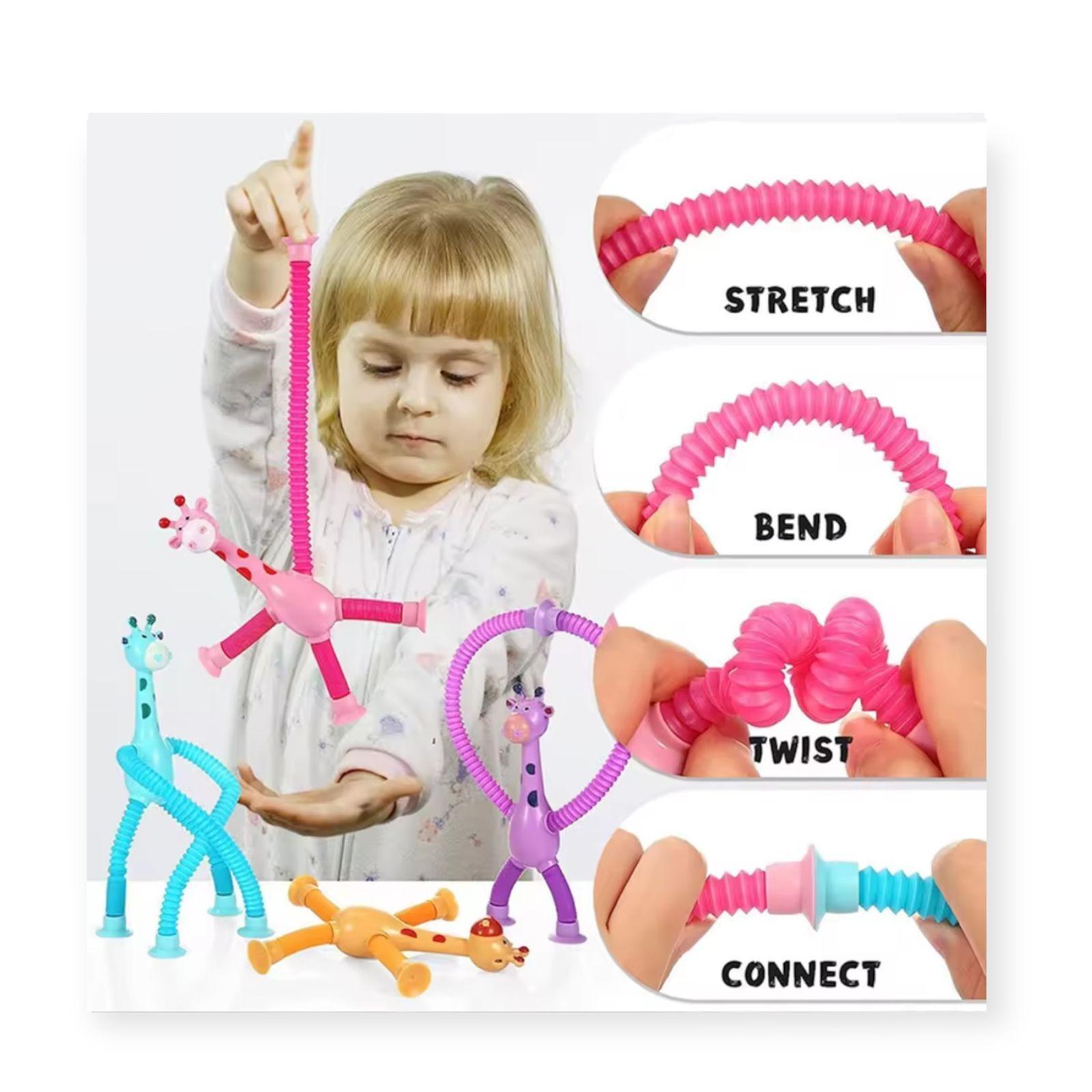 Juego de 4 Jirafas Pop it Tube Divertido Sensorial Estirar-6