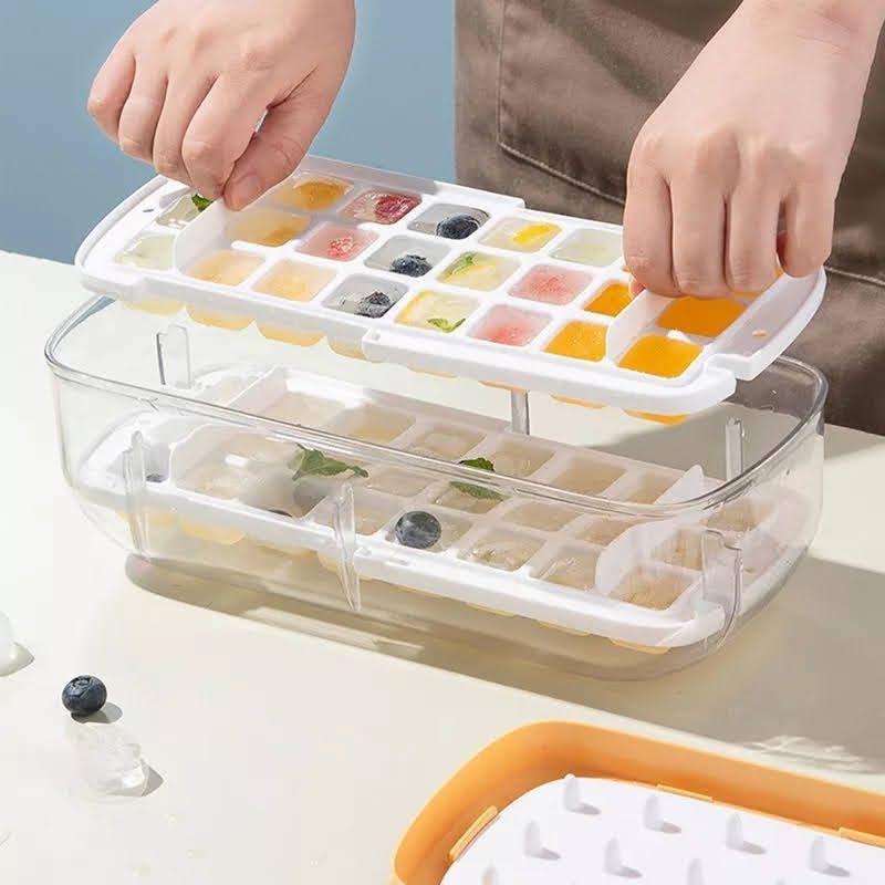 Cubetera Hielo Silicona 2 en 1 Contenedor y Tapa Multiusos-5