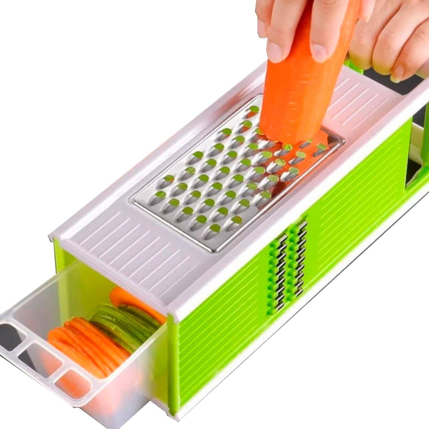 Picador Cortador De Verduras Frutas Rayador Alimentos 5 En 1-0