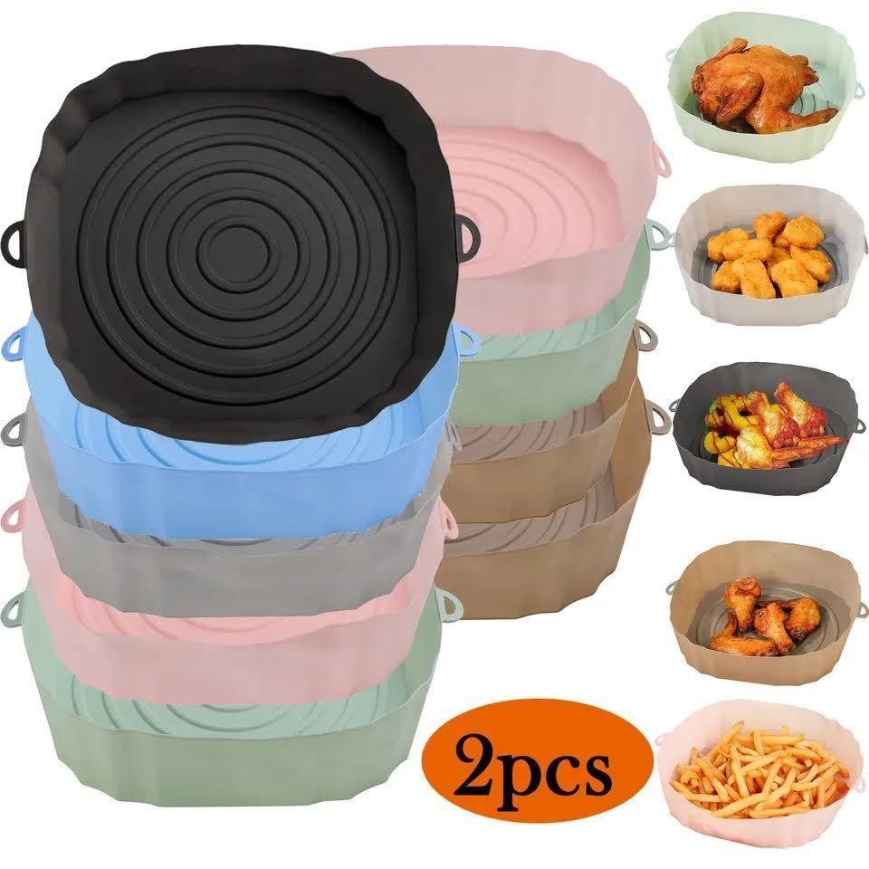 Set x2 Bandeja AirFryer Silicona Cuadrada Freidora Aire -3