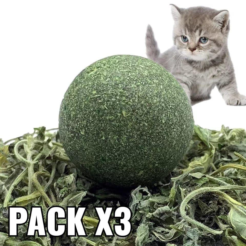 Pack x3 Bola Compacta Hierba Gatera Prensada Para Gatos-5