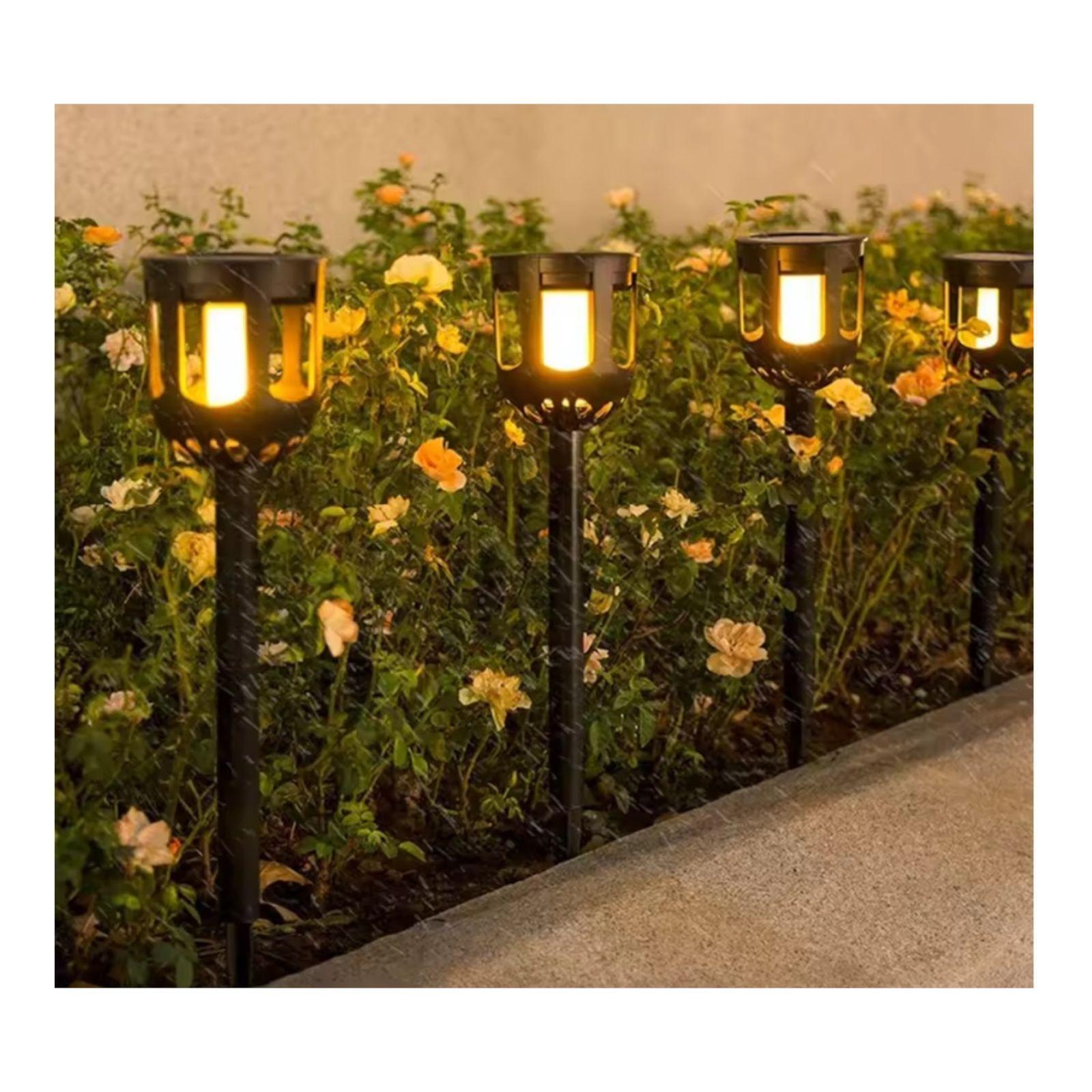 Estaca Solar X2 Exterior Para Jardin Lampara Antorcha-9
