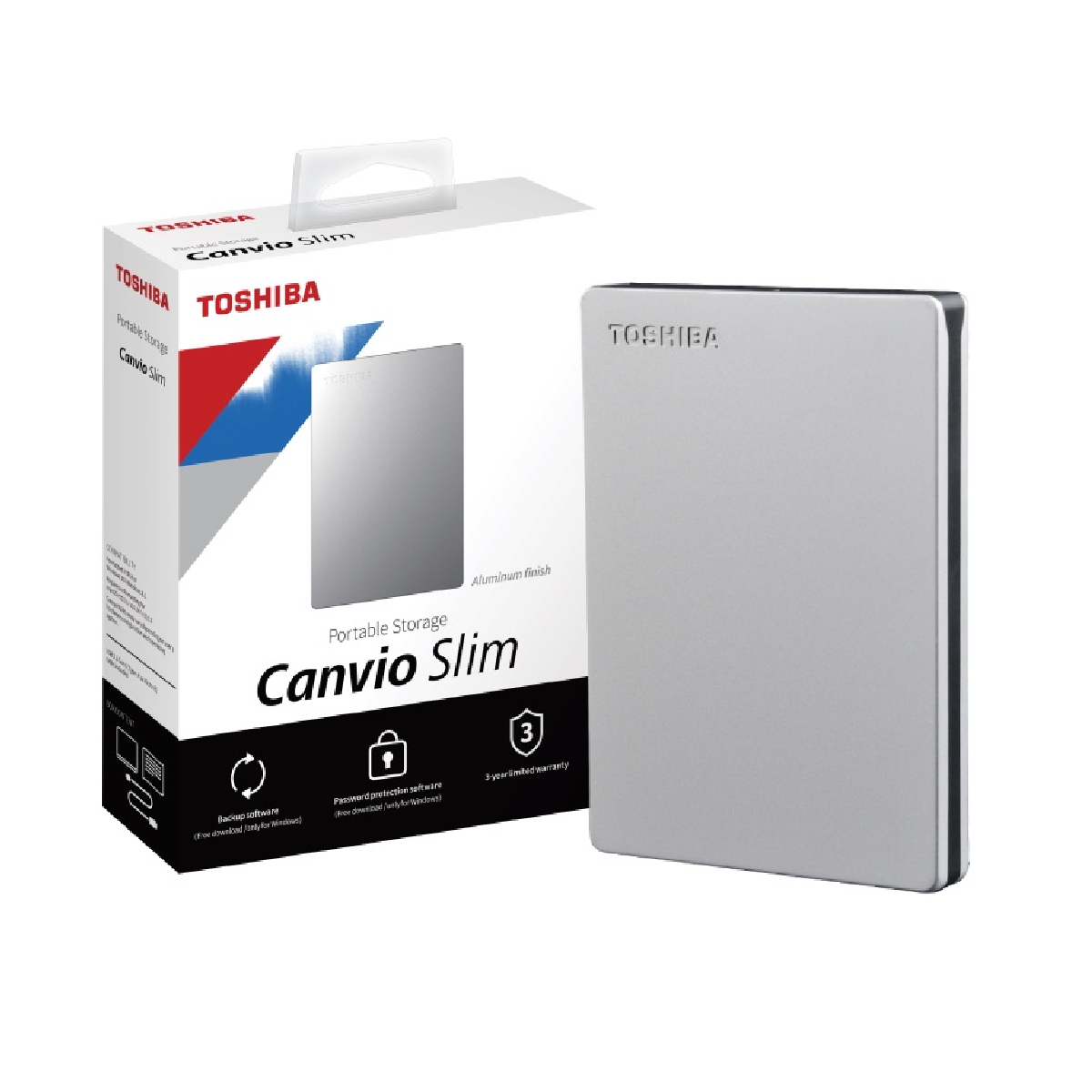 Toshiba Disco Duro Externo 1TB Canvio Slim Gris HDTD320XS3EA-0