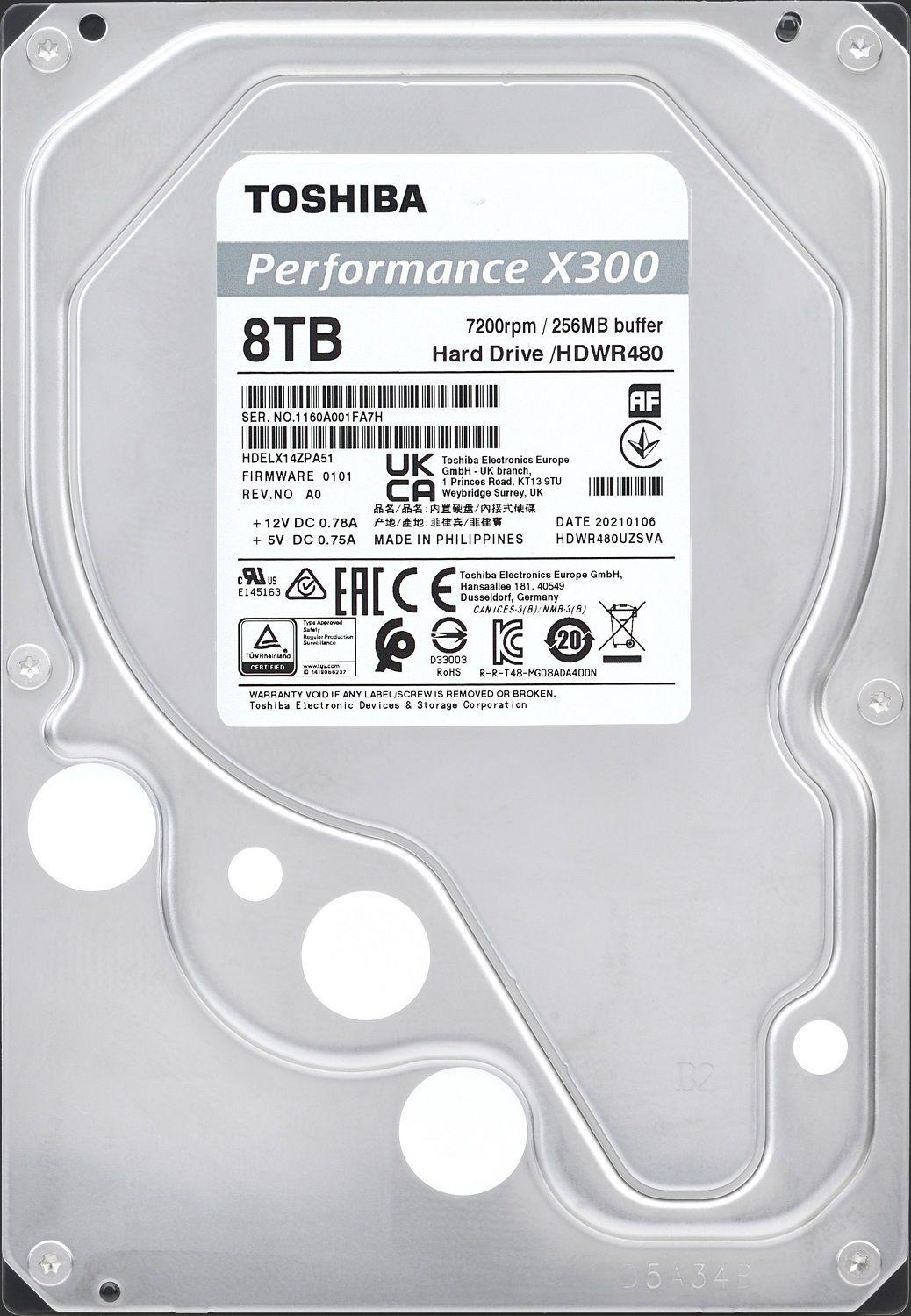TOSHIBA Disco Duro Interno 8TB X300 3.5″ HDWR480XZSTA-5
