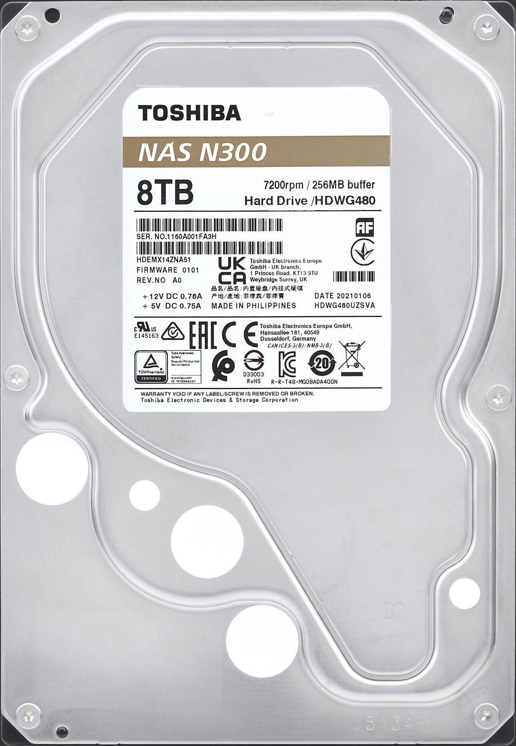 TOSHIBA Disco Duro Nas 8TB N300 3.5″ Sata HDWG480XZSTA-5