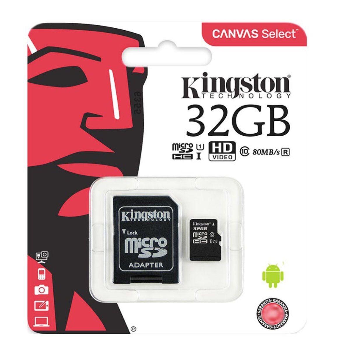 Kingston MicroSD 32GB, Canvas Select Plus, 100R, SDCS2/32GB-2