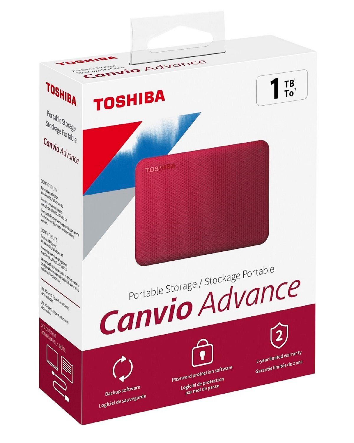 Disco Duro Externo Toshiba 1tb Canvio Advance Rojo-3