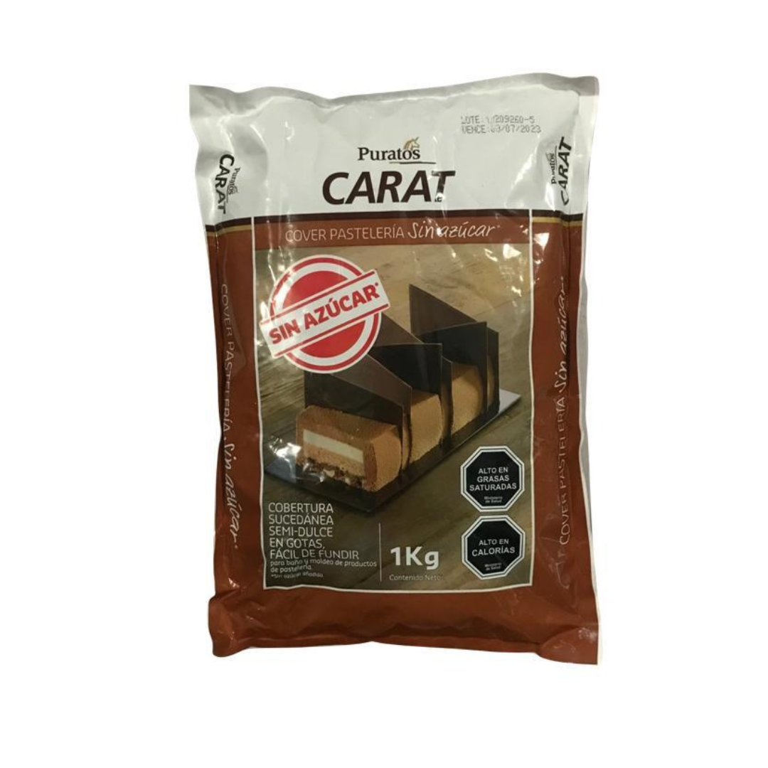 Cobertura Chocolate Carat Pastelería Sin Azúcar Puratos 1 Kg-0