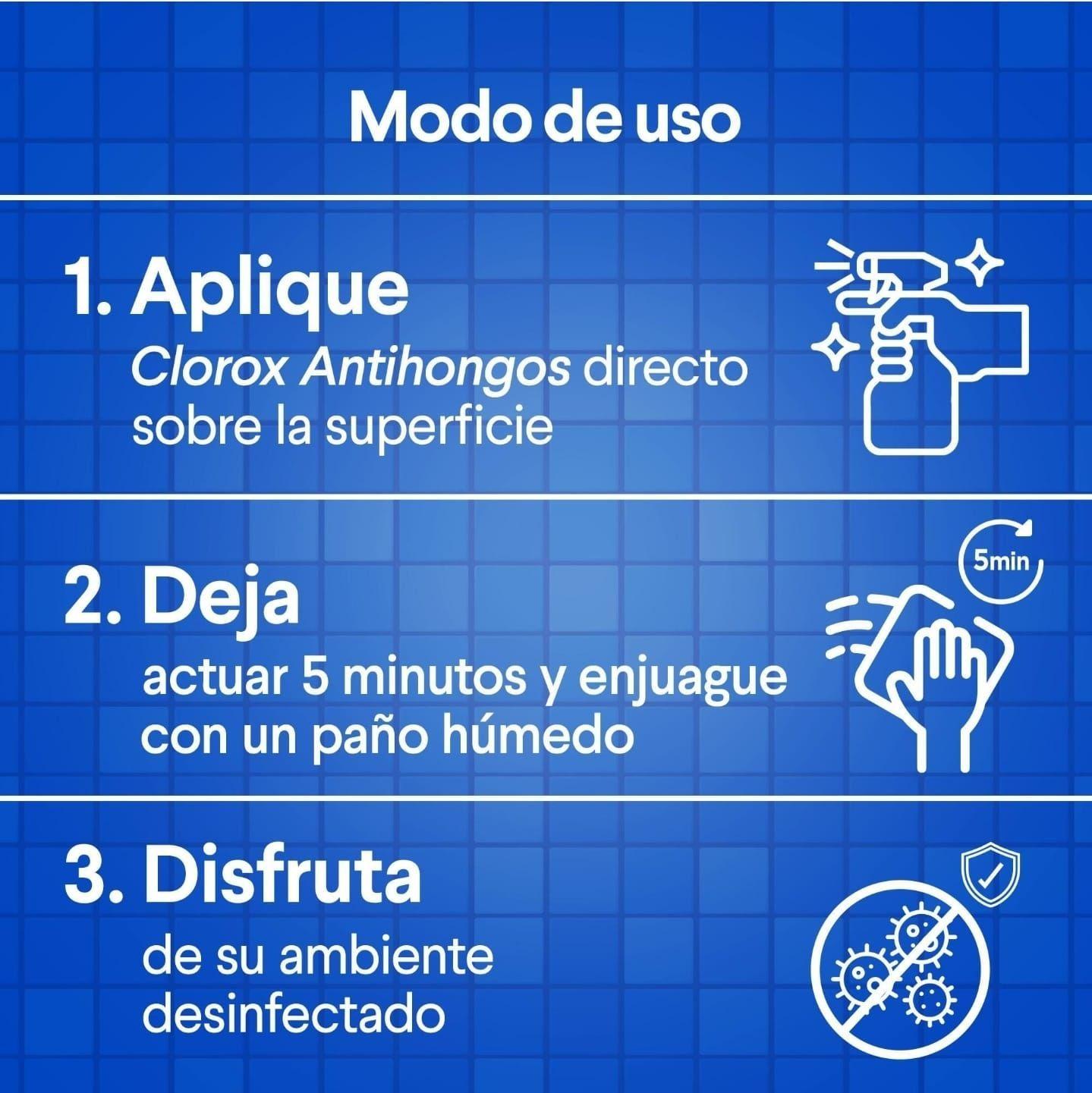 Antihongos Clorox 500 ml elimina virus y bacterias y todo tipo de infección -5