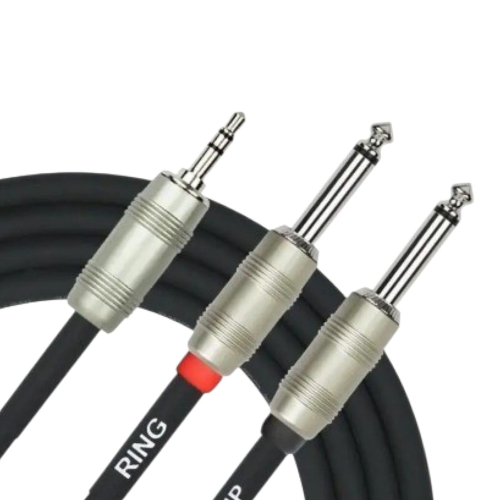 Pack de 2 cables PATCH 3 5mm TRS PLUG 2X 1 4 MONO PLUG 3MTS-1