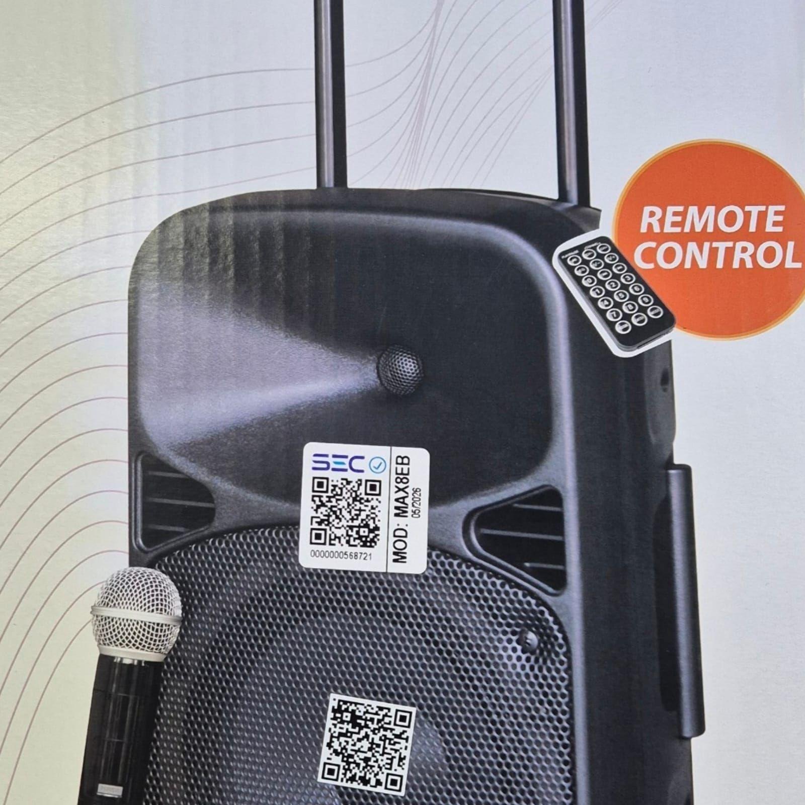 Parlante Portatil Baretone 8 Pulgadas Con Microfono Max8eb-6
