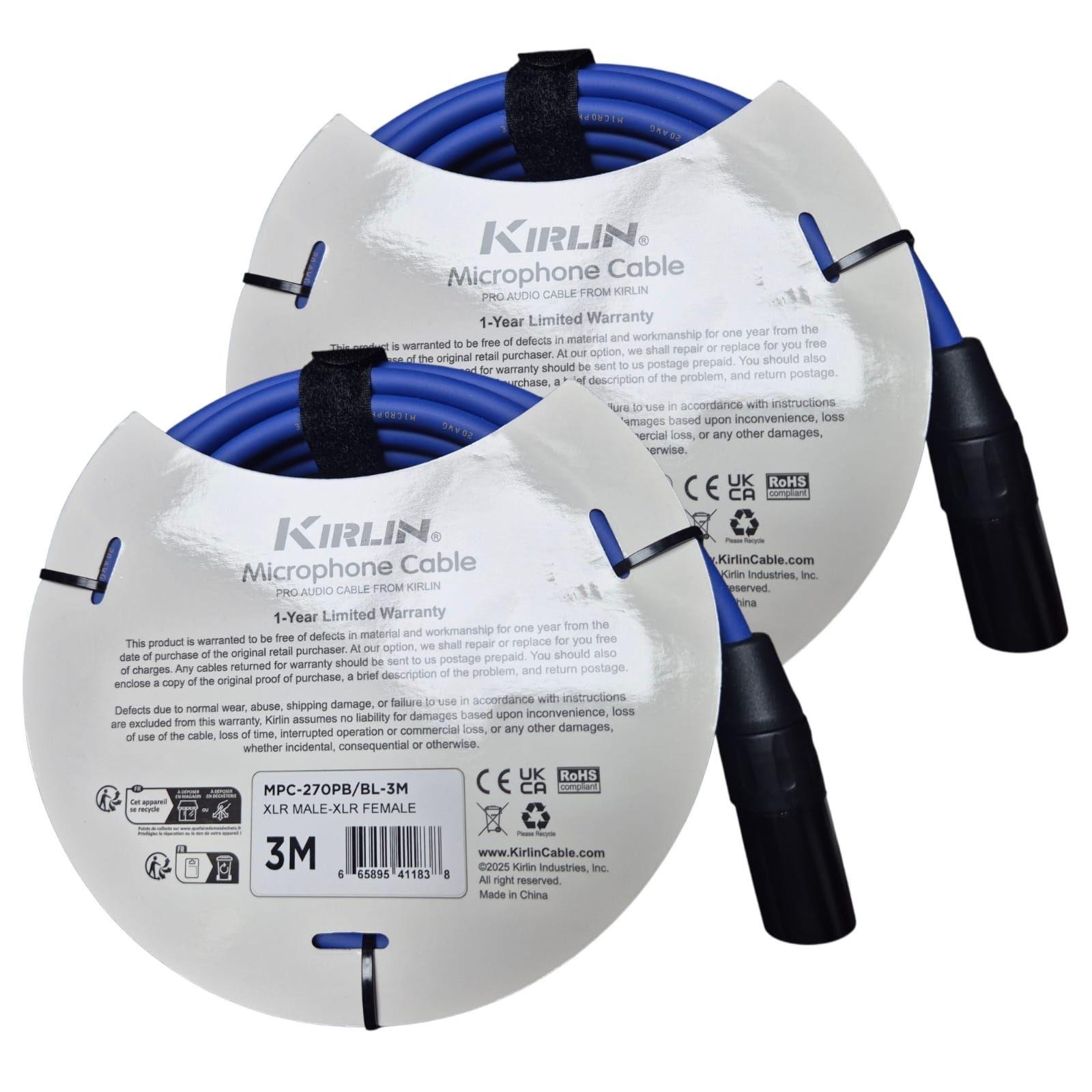 Pack de Cables de Micr fono Xlr Macho A Xlr Hembra 3 Metros Azul Kirlin-3