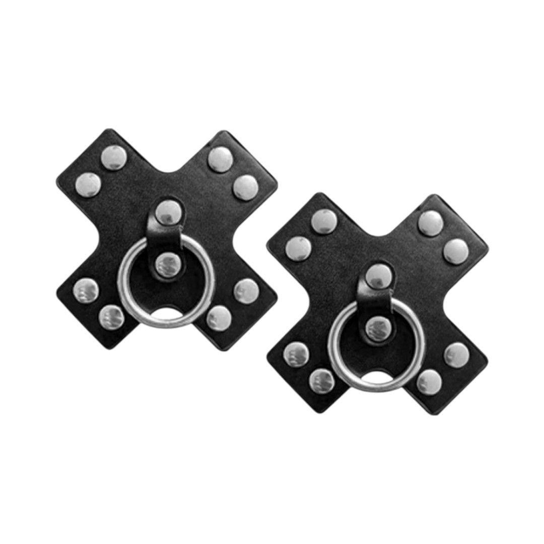 Pezoneras Negras de Ecocuero con Argollas Seducer-0