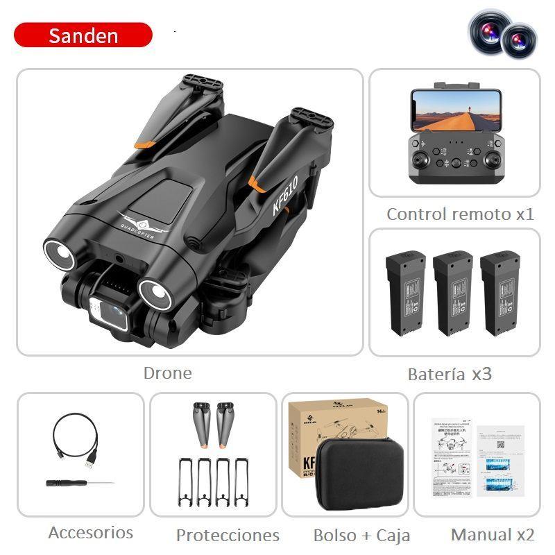 Drone Kf-610 Cámara Dual 3 Baterias Anti-obstáculos Giro 360 v2023 Black-7