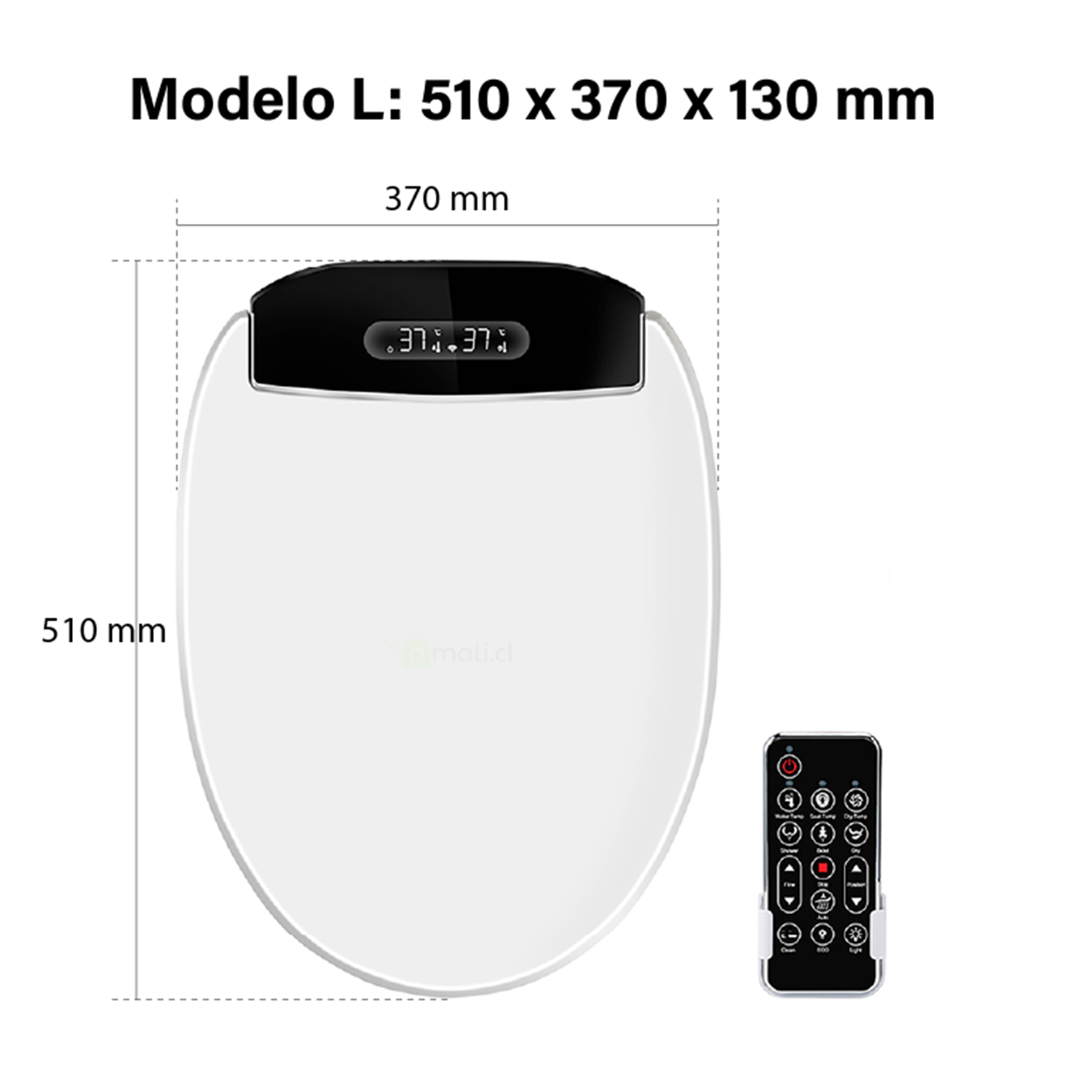 Tapa de Inodoro Inteligente BLU101 L Black Bidé Baño WC Japonés-2