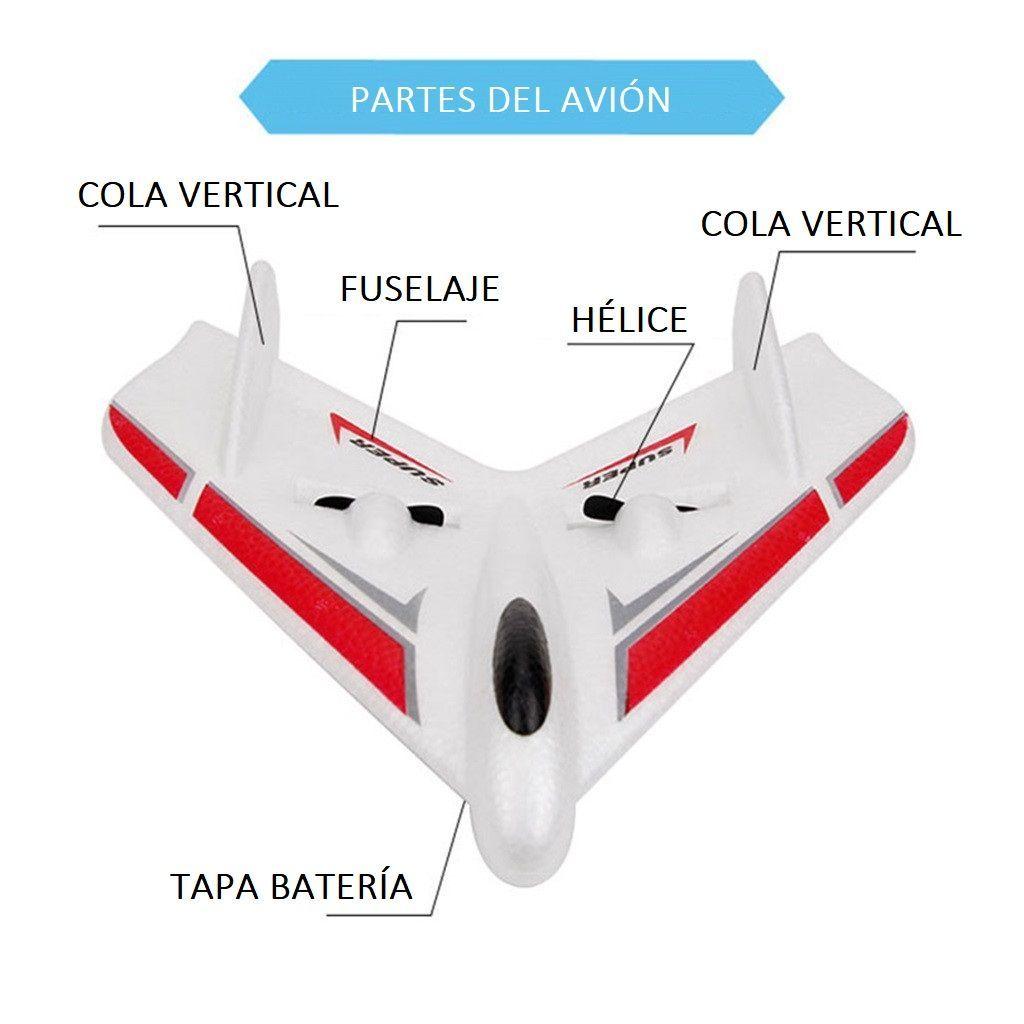 Avión FX-601 Anti-choque a Control remoto - Avión de combate - Ala fija - 2,4G - Rojo-1