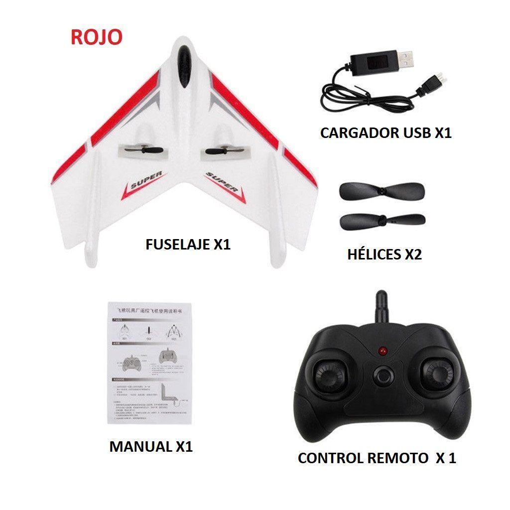 Avión FX-601 Anti-choque a Control remoto - Avión de combate - Ala fija - 2,4G - Rojo-6