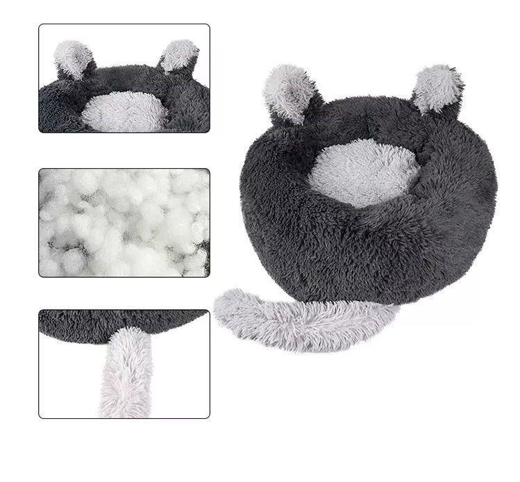 Cama De Mascota Perro Gato Tipo Donut Con Cola-2