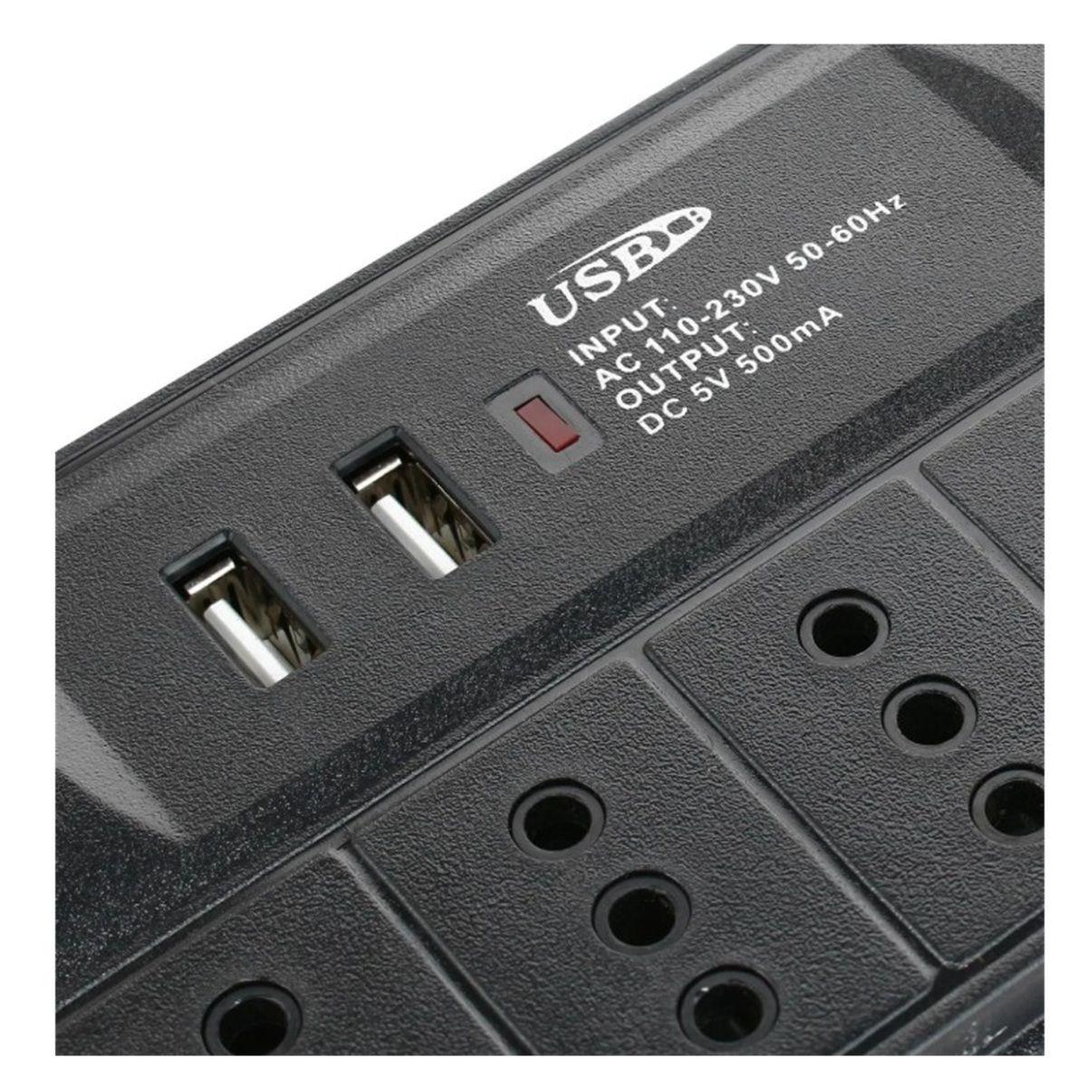 Alargador Halux 492226 6 Tomas Con 2 Puertos Usb E 3 M Color Negro-5