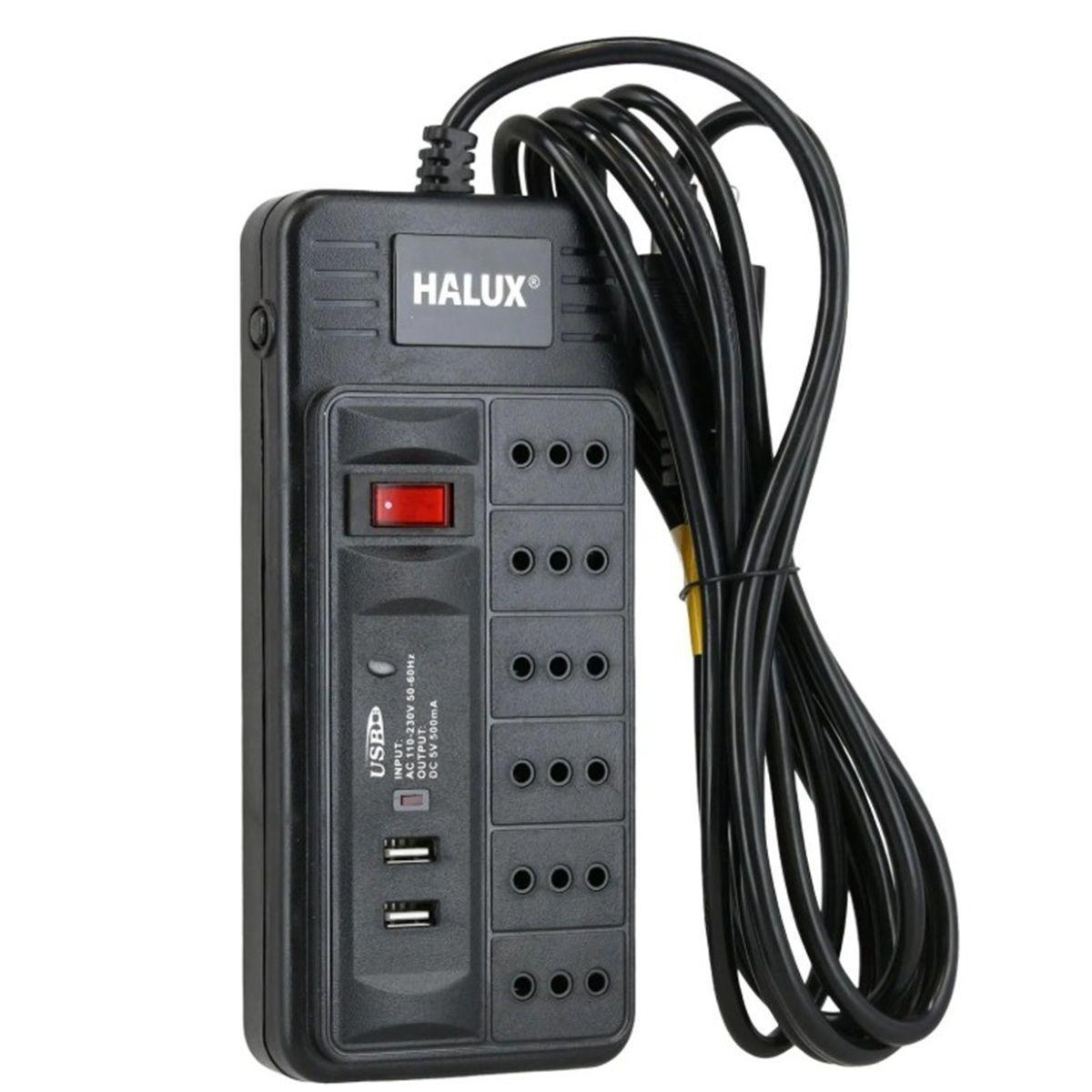 Alargador Halux 492226 6 Tomas Con 2 Puertos Usb E 3 M Color Negro-0