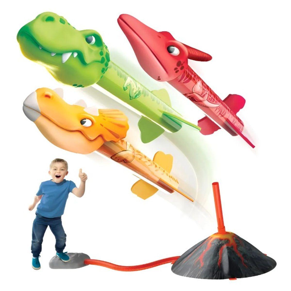 Juego Lanzacohetes Dinosaurios Para Niños Cohetes Voladores Naranja-3