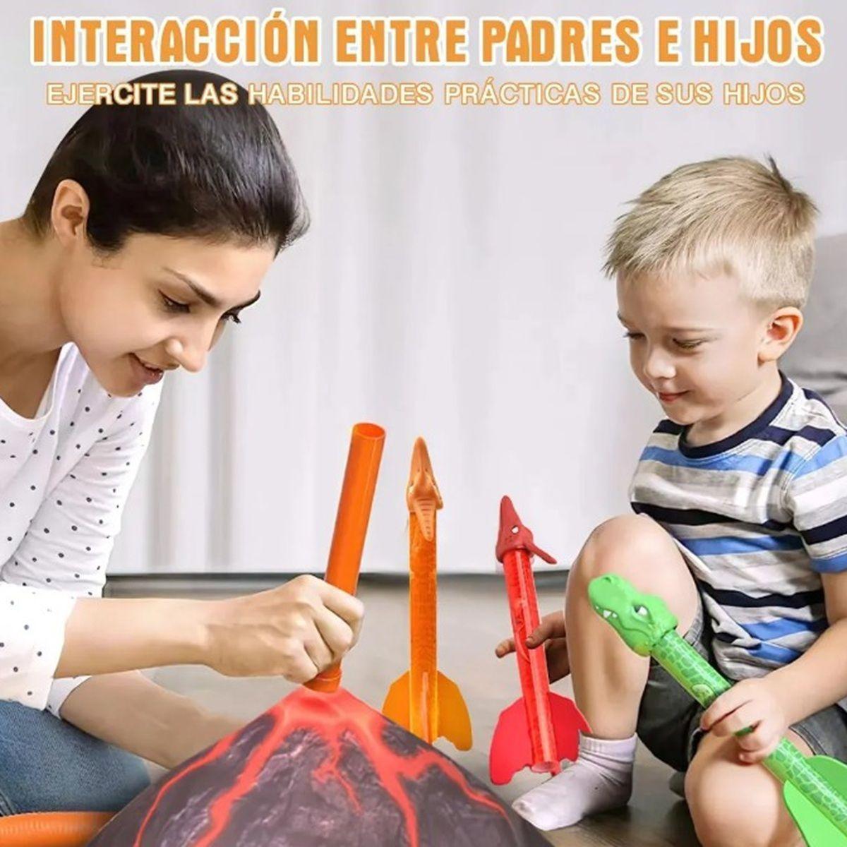 Juego Lanzacohetes Dinosaurios Para Niños Cohetes Voladores Naranja-4